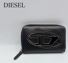 DIESEL 二つ折り財布 ロゴ レザー 黒 ブラック ラウンドファスナーのサムネイル