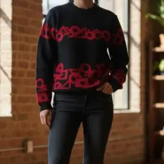 昭和レトロ　ストリート　モダン系　アート柄セーター　ユニセックス　グランジ　個性