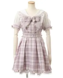 リズリサ LIZLISA チェックエプロンワンピース ピンク