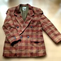 Ms.Paris、紫系チェック ダブルブレストジャケットスカート 11号中古 