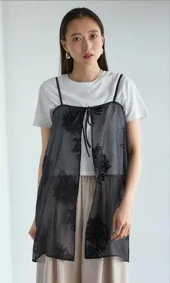 シアー刺繍前開きキャミソール　LEPSIM レプシィムのサムネイル