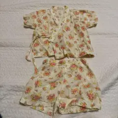 ベビー　花柄コットン　甚平 70 80