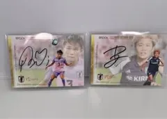 南萌華、三宅史織　サインカード　なでしこジャパンサッカーカード