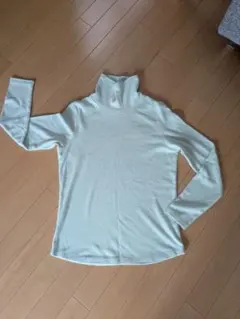 アクリル タートルネック 長袖 トップス ライトグリーン