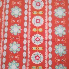 生地 東欧フラワーコレクション 花柄 レトロ風 北欧風 朱色