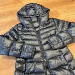 IGNIO フード付きブラックロングダウンジャケット M 手洗い可　ダブルジップ
