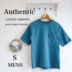 Authentic Tシャツ 半袖　メンズ　綿　S グリーン × ブルーのサムネイル