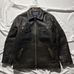 2000sold gap leather jacket brown mediumのサムネイル