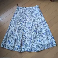 未使用！DAKS フレアスカート リバティ綿ローンブルー系花柄のサムネイル
