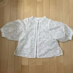 PAGE BOY ホワイト レース 花柄 バルーンスリーブ