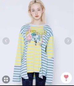 Candy Stripper ロンT ボーダー長袖トップス　リメイク風