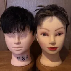 ⑧カットウィッグ2体╱マネキン╱美容師╱カット練習╱かかし╱ウィッグ置き