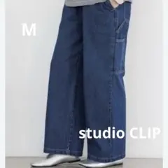 studio CLIP ペインター ストレート デニムパンツ ブルー M ワイド