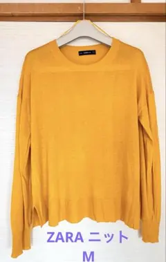 【美品】ZARA KNIT ザラ マスタードイエロー 薄手ニット M