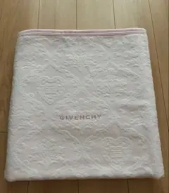 106 GIVENCHY毛布 約140×195cmロゴ入り ピンク