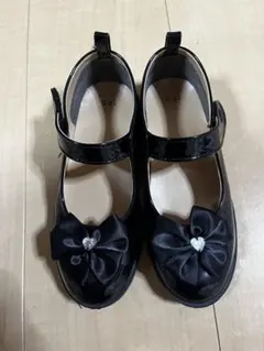 黒 リボン付き フォーマルシューズ