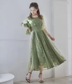 ✨美品✨DRESS PLUS 7分袖ワンピース L カーキ レディース 結婚式