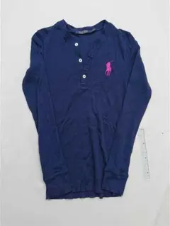 ■ポロ ゴルフ ラルフローレン 長袖ヘンリーネックTシャツ S ネイビー