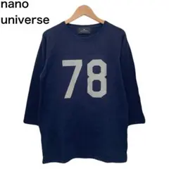 ナノユニバース　ナンバリングTシャツ　レディース　半袖　ネイビー　丸首　綿　L