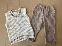 キッズフォーマルセット　100 ニットベスト　チェックズボン