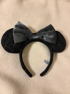 ディズニーリゾート　ディズニーランド　ミニー　黒　カチューシャ　ツイード