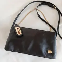 LA BAGAGERIE 3WAYお財布ポシェットショルダーバッグ　黒　羊革のサムネイル
