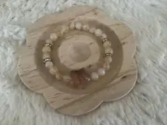 天然石ブレスレット　ハニーシトリン　フォシルコーラル星付き