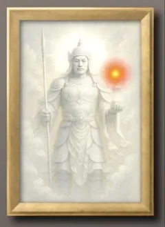 静寂の白光　強運の扉を開く守護の神　毘沙門天　開運グラフィックアート　額縁付き