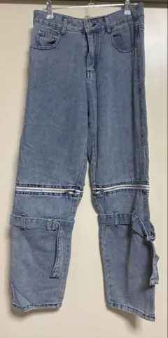 antioldschool ジッパーワイドデニムパンツ