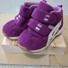 【14.0cm】ASICS 紫色 ハイカット キッズシューズ
