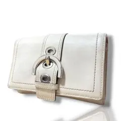 COACH コーチ ソーホー 二つ折り財布 ホワイト レザー 金具 白 本革のサムネイル