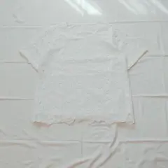 90s New Feel 総レース 半袖カットソー アイボリー M-L