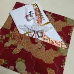 ハンドメイド　シングルポケット　ふくさ　和柄　花柄　菊　桜　小花　レッド