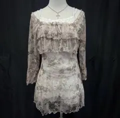 フェアリーグランジ y2k grunge 花柄　シアー　チュニック　ワンピース