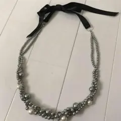 アクシーズファム　黒　ブラック　リボンパール　ネックレス