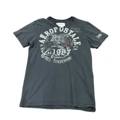 Tシャツ　フロントプリント　刺繍　Ｖネック　ブラック　フェード　古着　8kのサムネイル