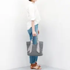✨美品✨カシュカシュ cachecache 下がりグログラン地柄編みトートバッグ