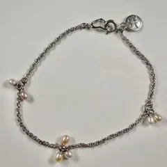 クレージュ ヴィンテージ ブレスレット パール シルバー ACロゴ　ハート　SV