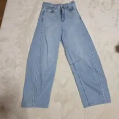 GU ハイウエスト バレルレッグパンツ ライトブルー Sのサムネイル
