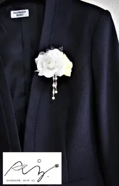 バラのコサージュ　黄色・白　６