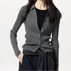 メリノリブポロカーディガン UNIQLO ユニクロ　グレー 秋服 ニット 綺麗め