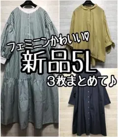 新品☆5L♪わけあり♪フェミニンワンピースなど3枚まとめて♪ブラウス〇L207