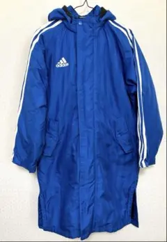 adidas 青 ベンチコート フード付き　サイズ150