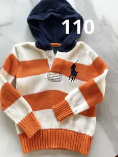 【ポロラルフローレン】✨美品✨オレンジ　110 フード付セーター　可愛い