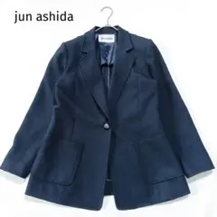 jun ashida テーラードジャケット シングル ウール混 紺 7 日本製のサムネイル