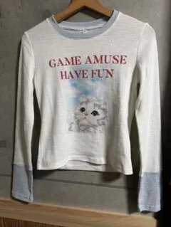 猫プリント 長袖 シャツ タオル生地 Y2k SHEIN