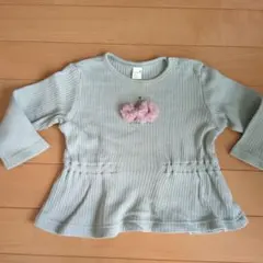 リブ編み花刺繍トップス 80cm