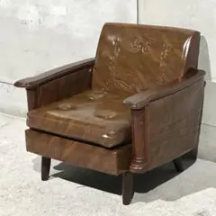 希少カリモクFURNITUREロビーチェア ブラウンマーブル柄