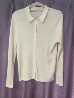 ユニクロ　リブポロカーディガン　イエロー　XL