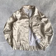 光沢 ゴールド ブルゾンジャケット アメカジ ストリート 韓国 クラブ y2k
